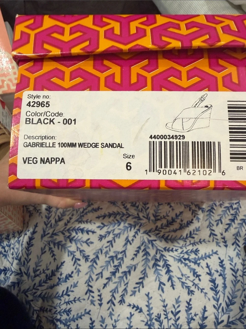 Tory Burch Black Leather Slingback Wedge Sandals